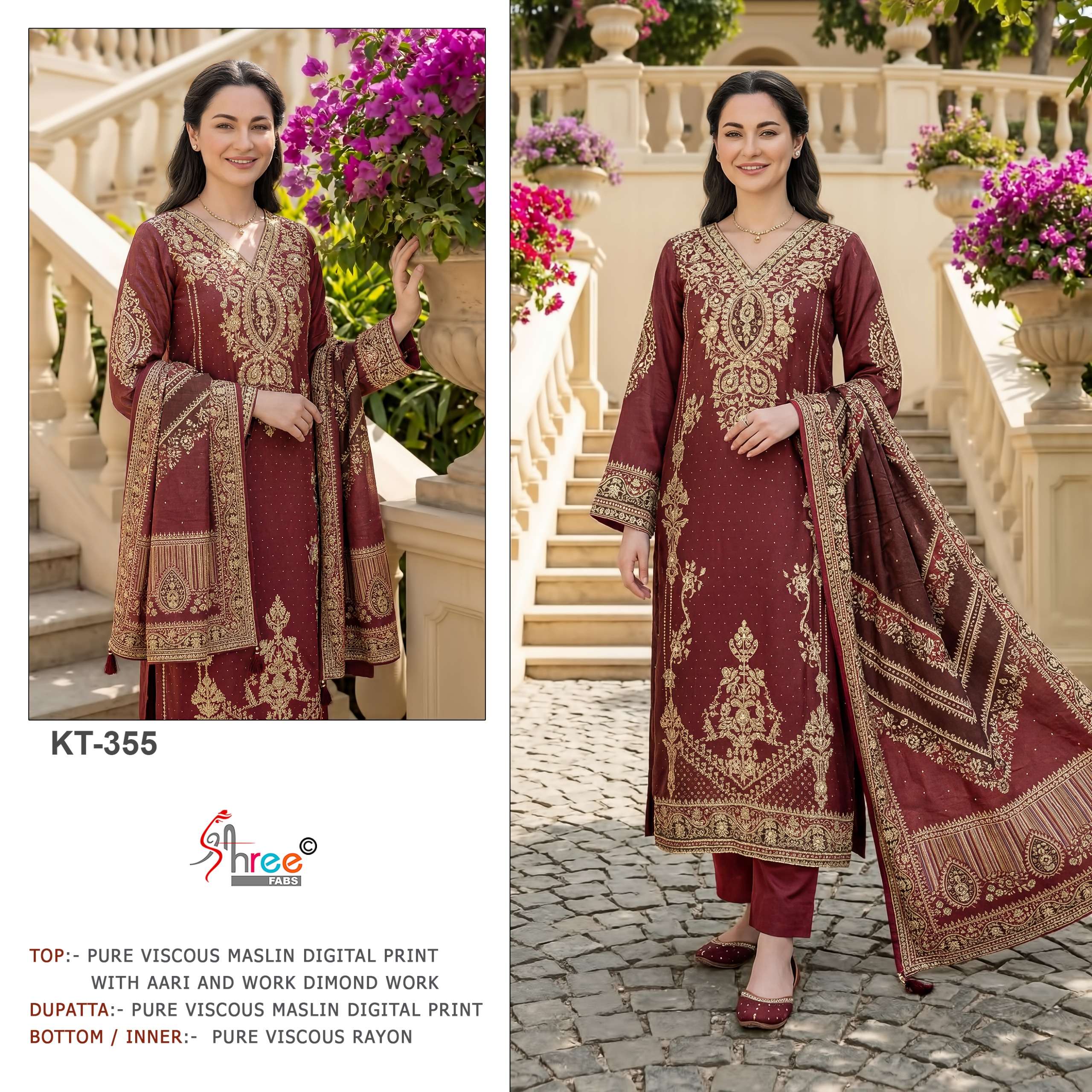 DESIGN NO. KT - 355 OPEN & MODEL PIC BY SHREE FABS - 01