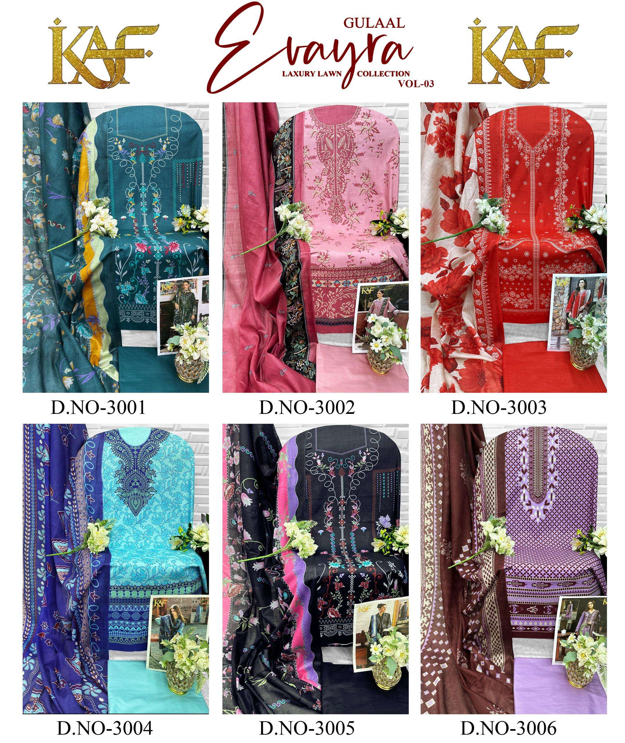 EVAYRA GULAAL VOL - 03 OPEN & MODEL PIC BY KAF FABRIC - 07 - 12