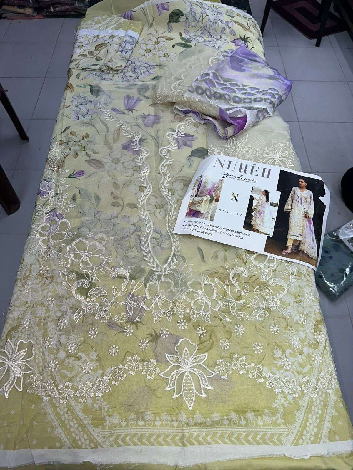 GARDENIA LUXURY PRINTED EMBROIDERED LAWN COLLECTION BY NUREH - 02