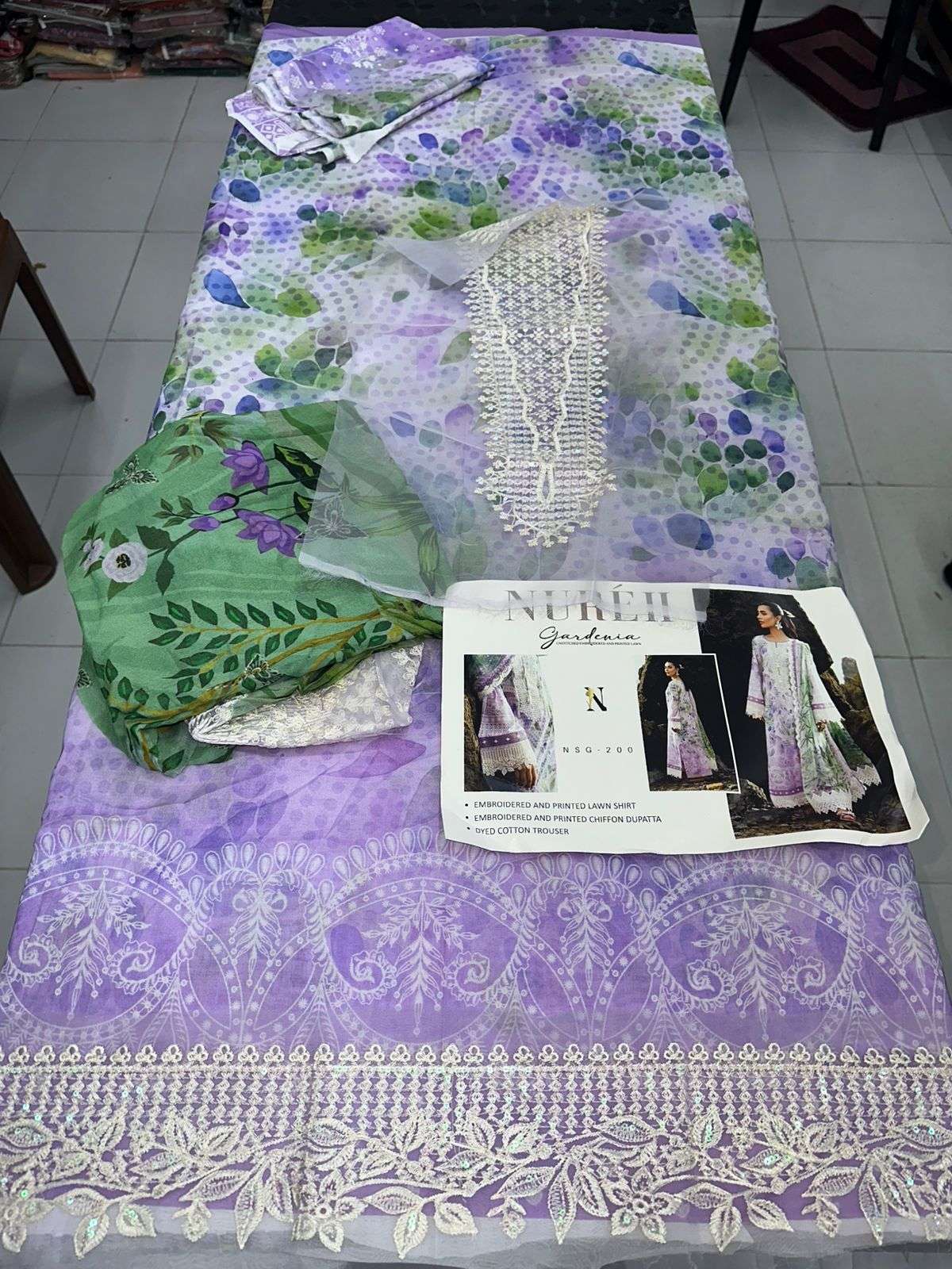GARDENIA LUXURY PRINTED EMBROIDERED LAWN COLLECTION BY NUREH - 03