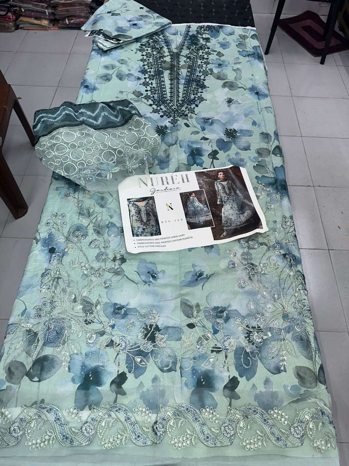 GARDENIA LUXURY PRINTED EMBROIDERED LAWN COLLECTION BY NUREH - 06
