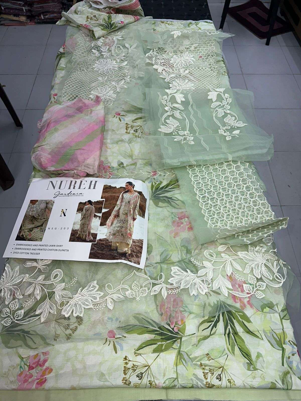 GARDENIA LUXURY PRINTED EMBROIDERED LAWN COLLECTION BY NUREH - 07