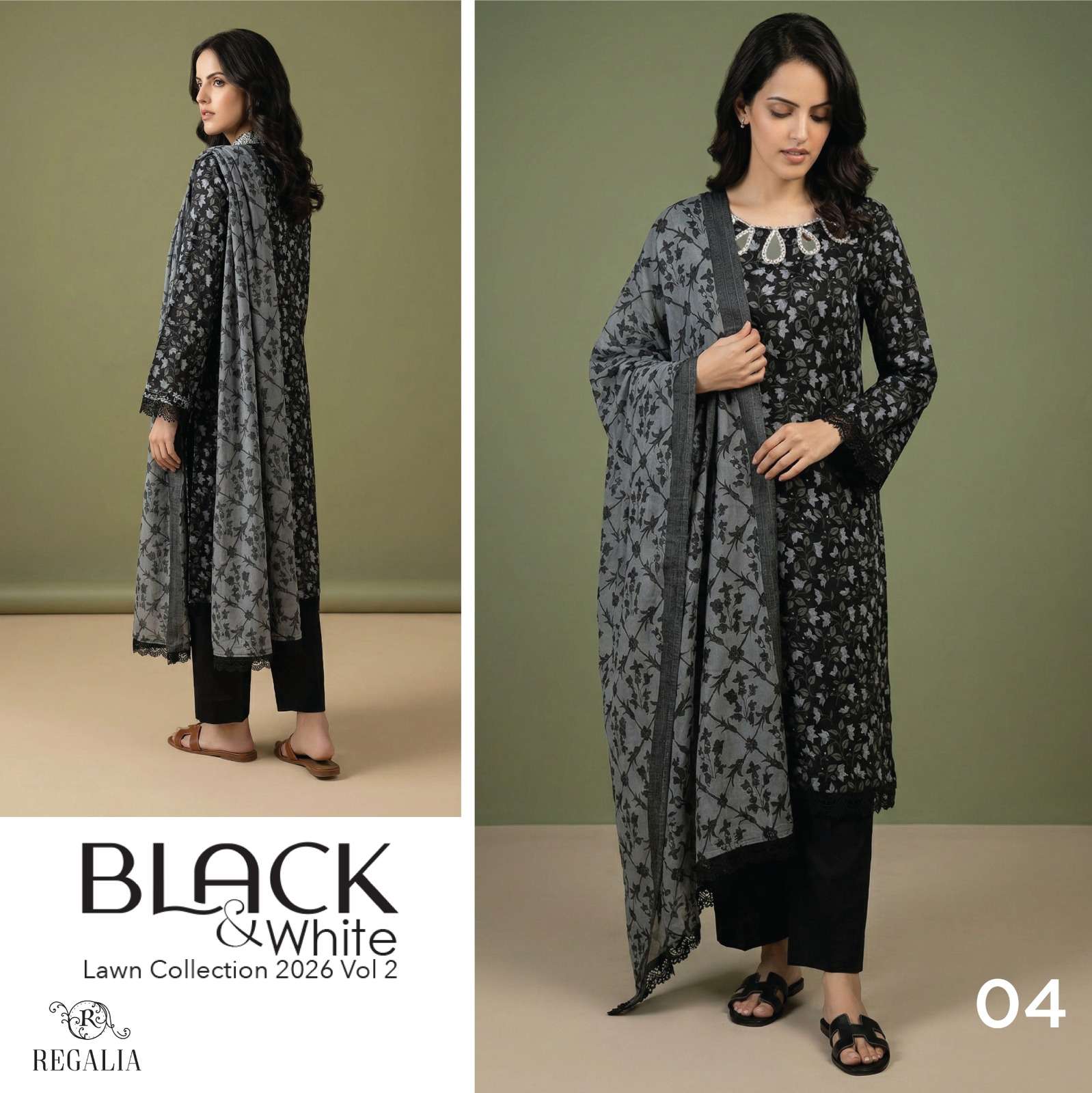 BLACK & WHITE VOL - 02 PRINTED LAWN COLLECTION 2026 BY REGALIA TEXTILES - 04