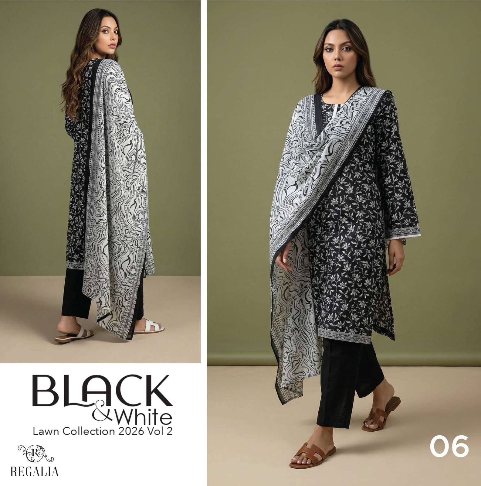 BLACK & WHITE VOL - 02 PRINTED LAWN COLLECTION 2026 BY REGALIA TEXTILES - 06