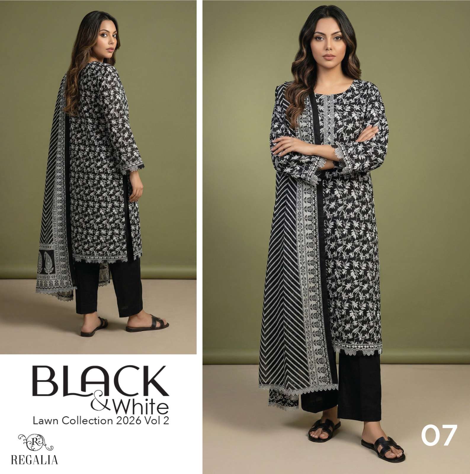 BLACK & WHITE VOL - 02 PRINTED LAWN COLLECTION 2026 BY REGALIA TEXTILES - 07