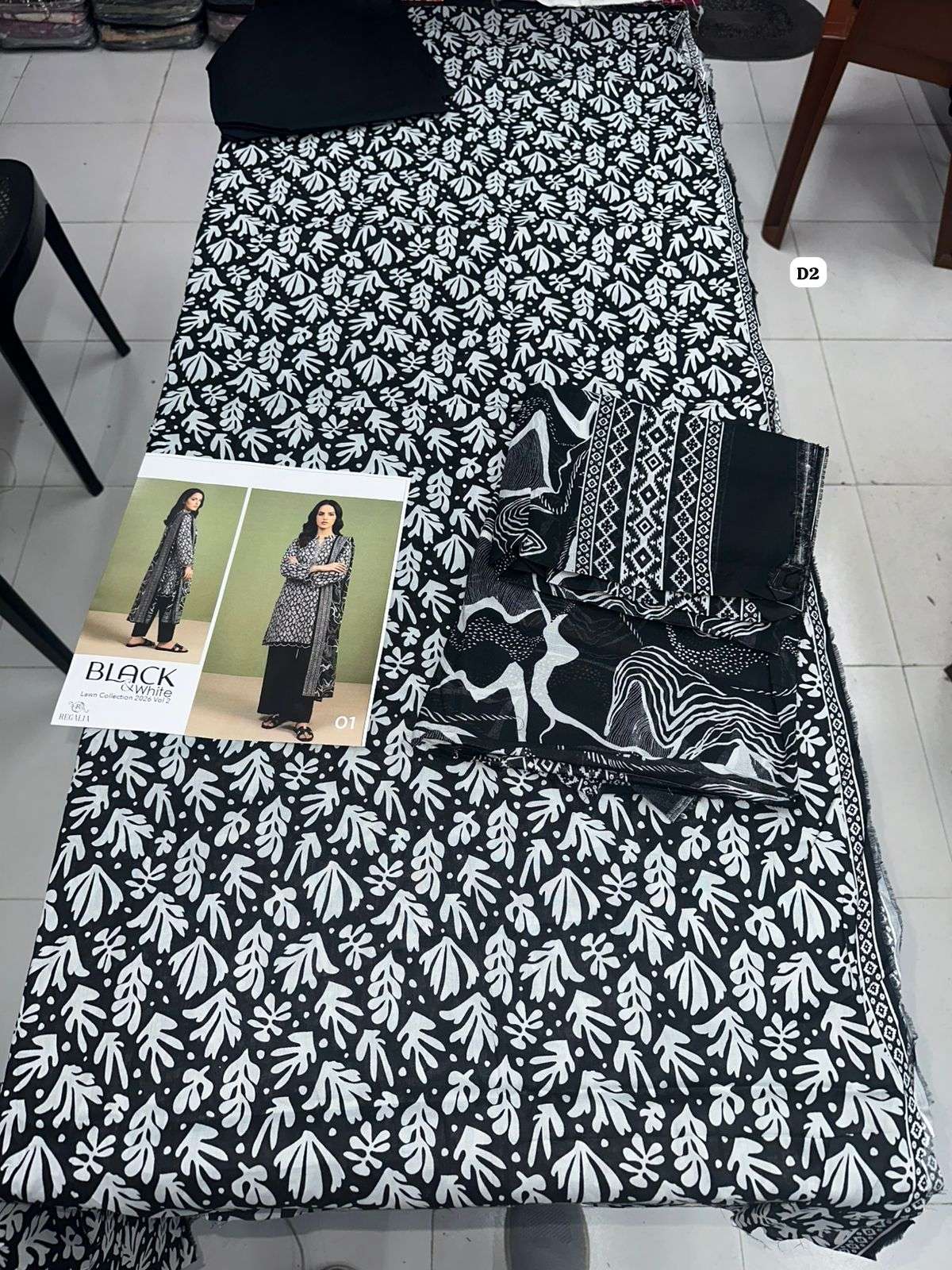 BLACK & WHITE VOL - 02 PRINTED LAWN COLLECTION 2026 OPEN PIC BY REGALIA TEXTILES - 02