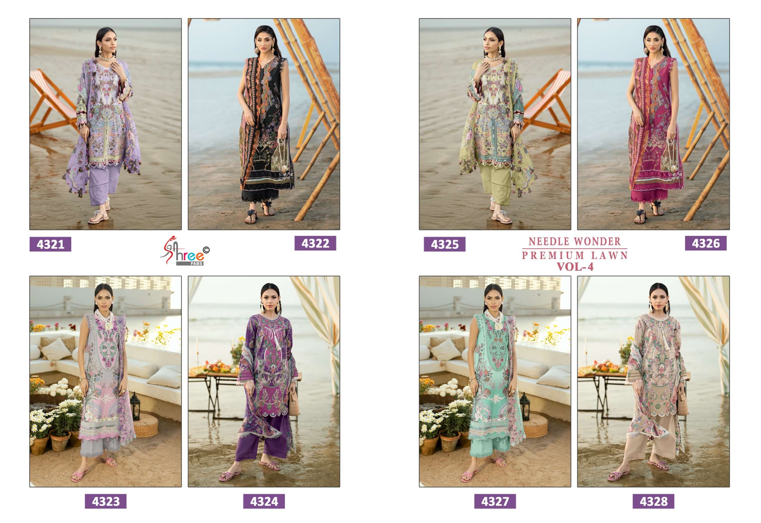 NEEDLE WONDER PREMIUM LAWN VOL - 04 BY SHREE FABS - 01 - 08 A