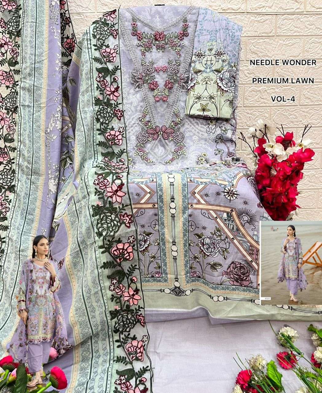 NEEDLE WONDER PREMIUM LAWN VOL - 04 BY SHREE FABS - 09
