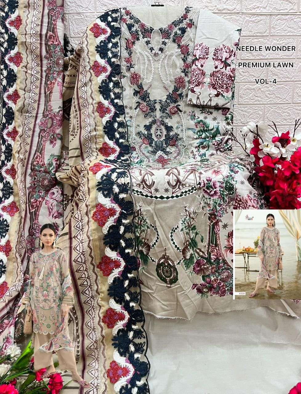 NEEDLE WONDER PREMIUM LAWN VOL - 04 BY SHREE FABS - 16