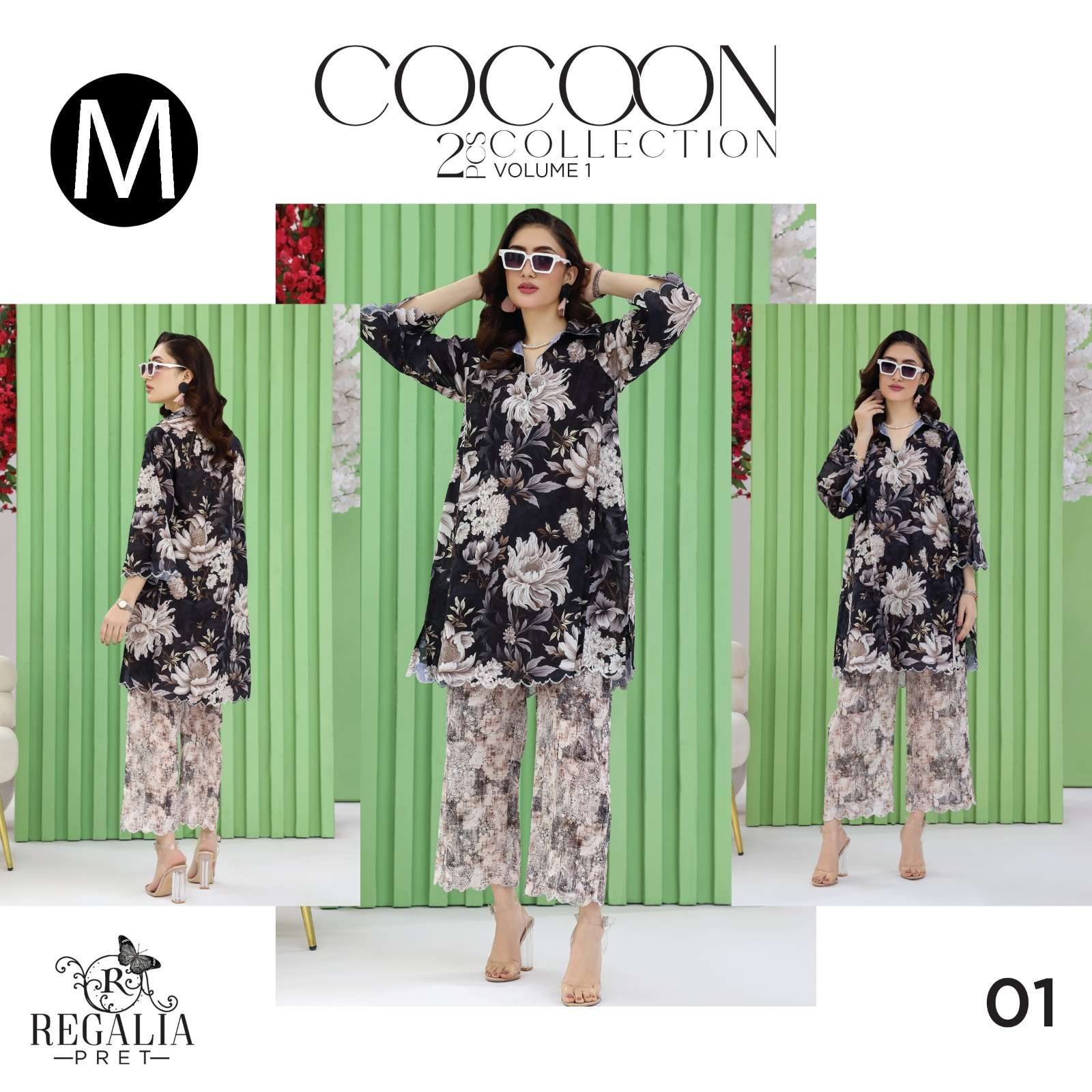 RTW COCOON VOL - 02 LUXURY DIGIAL PRINTED CO-ORDS LAWN COLLECTION 2026 BY REGALIA - 01