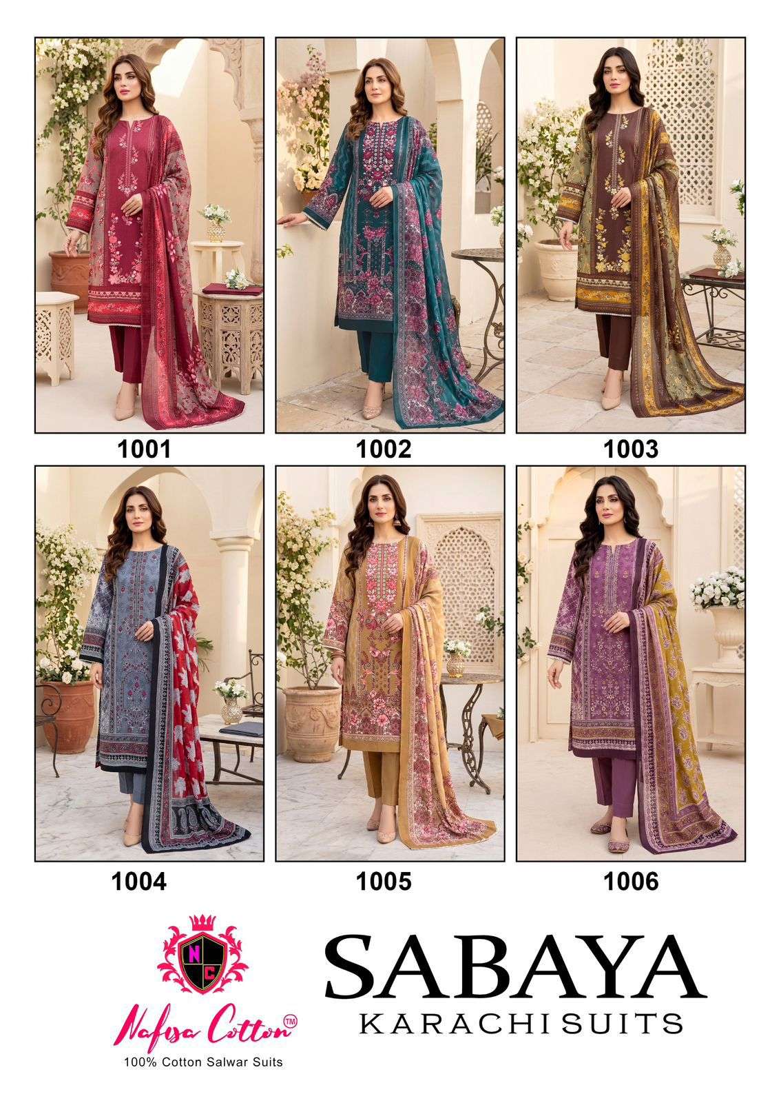 SABAYA KARACHI SUITS BY NAFISA COTTON - 01 - 06