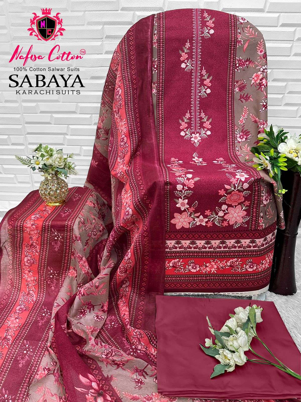 SABAYA KARACHI SUITS BY NAFISA COTTON - 01