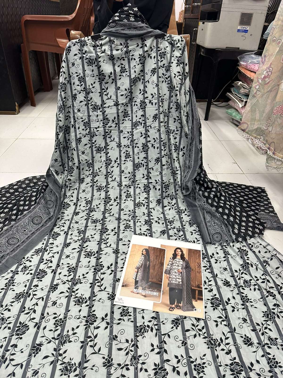 SALINA MONOCHROME BLACK & WHITE PRINTED LAWN COLLECTION 2026 BY REGALIA TEXTILES - 09