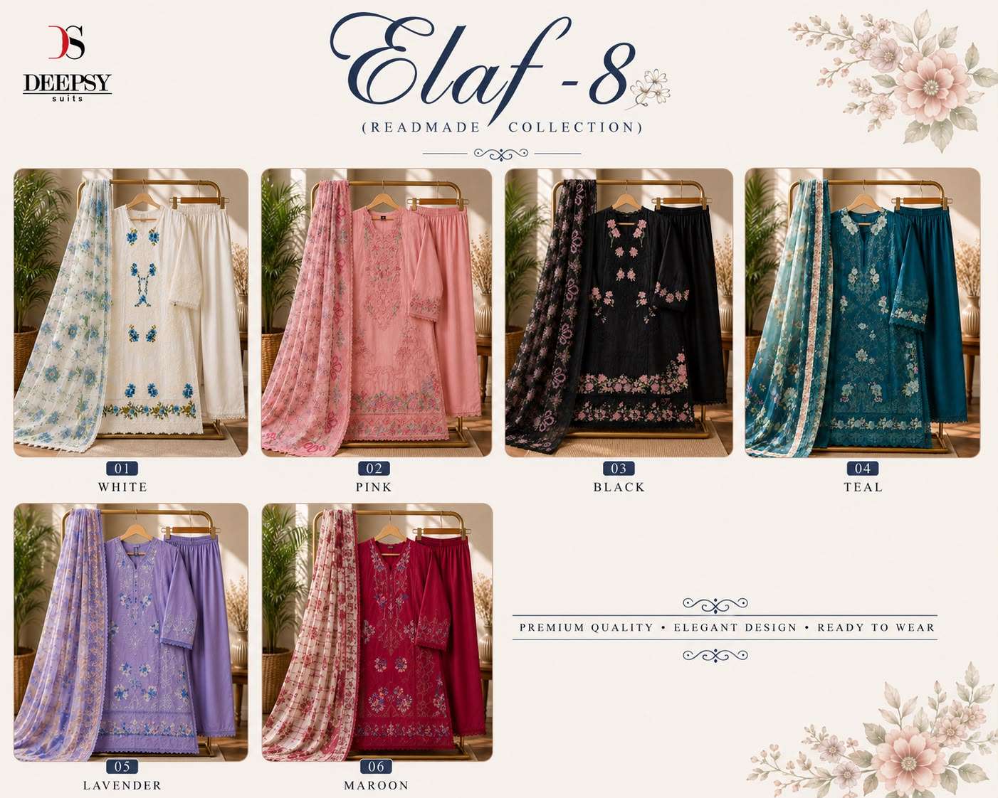 ELAF PREMIUM - 08 READY TO WEAR COLLECTION BY DEEPSY SUITS - 01 - 06