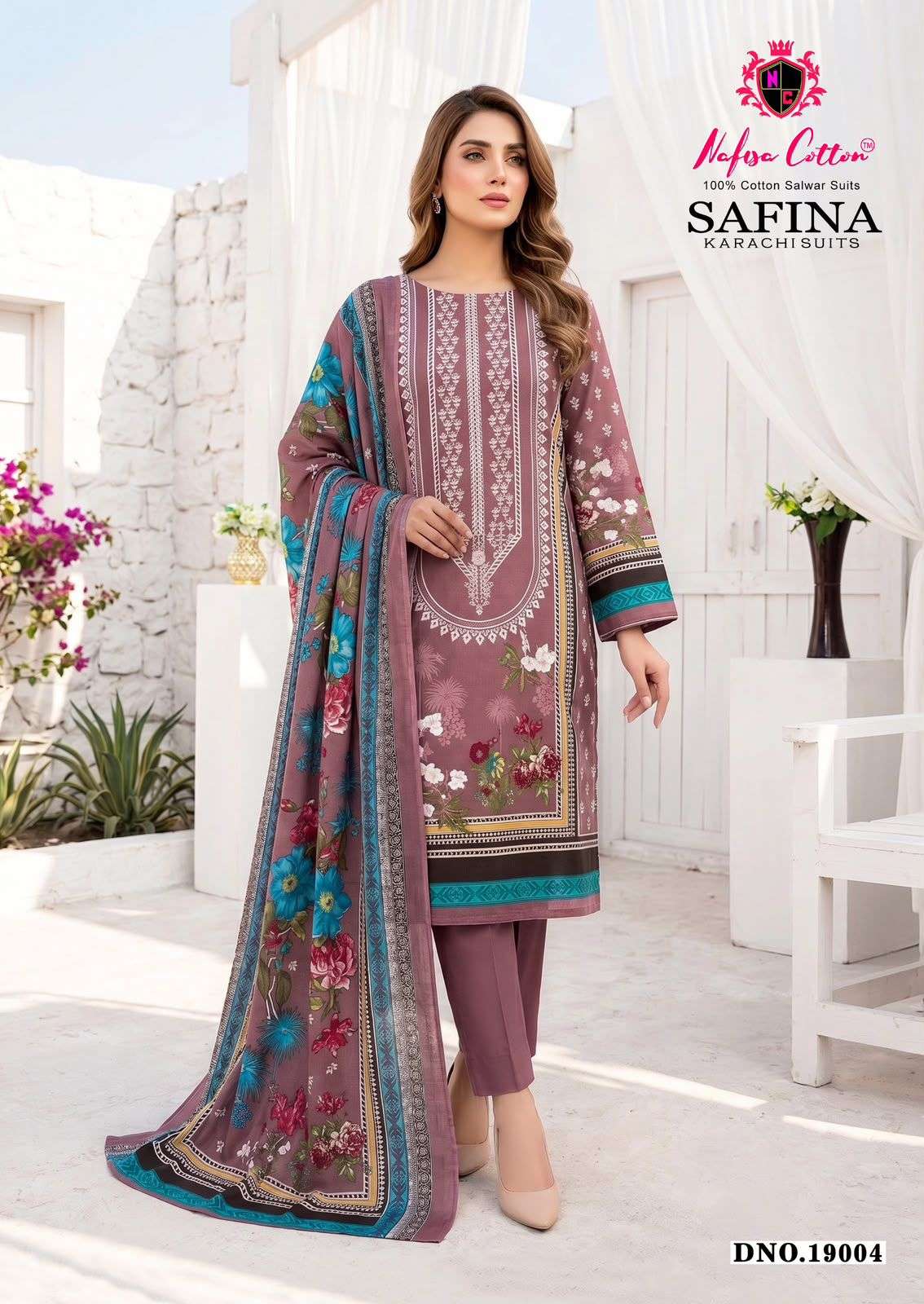 SAFINA KARACHI SUITS VOL - 19 BY NAFISHA COTTON - 04