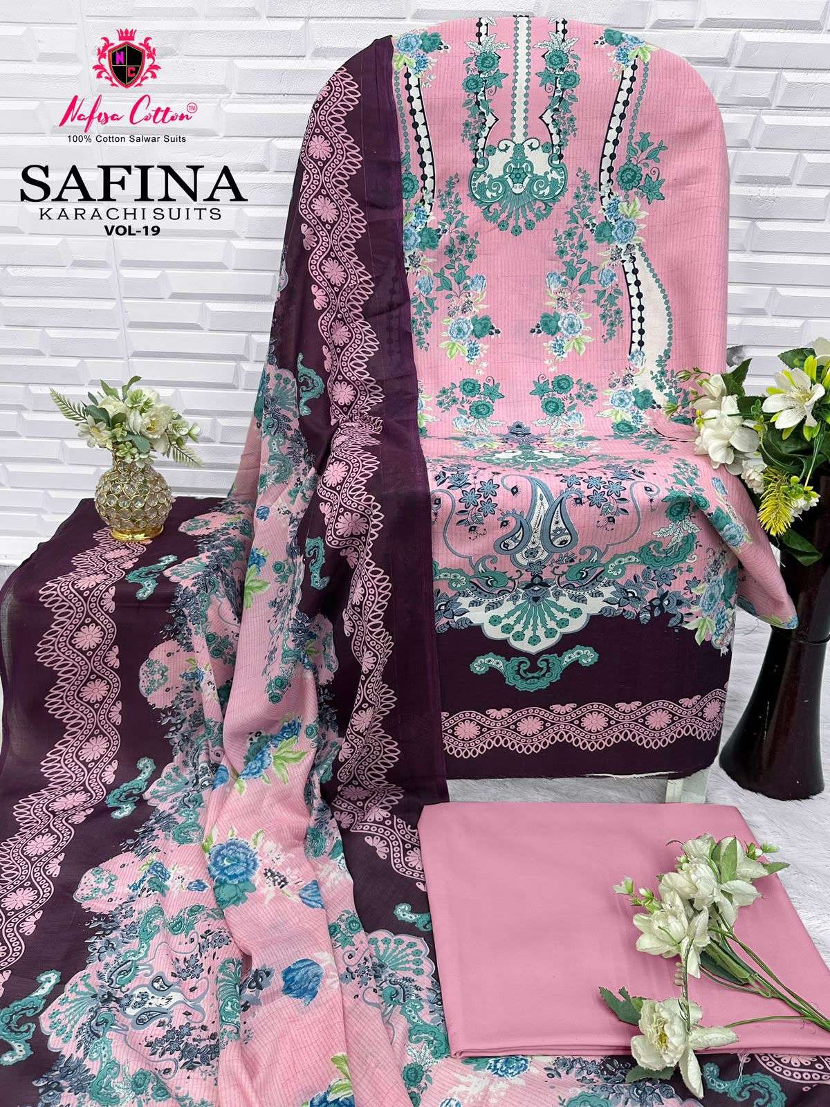 SAFINA KARACHI SUITS VOL - 19 OPEN PIC BY NAFISHA COTTON - 06