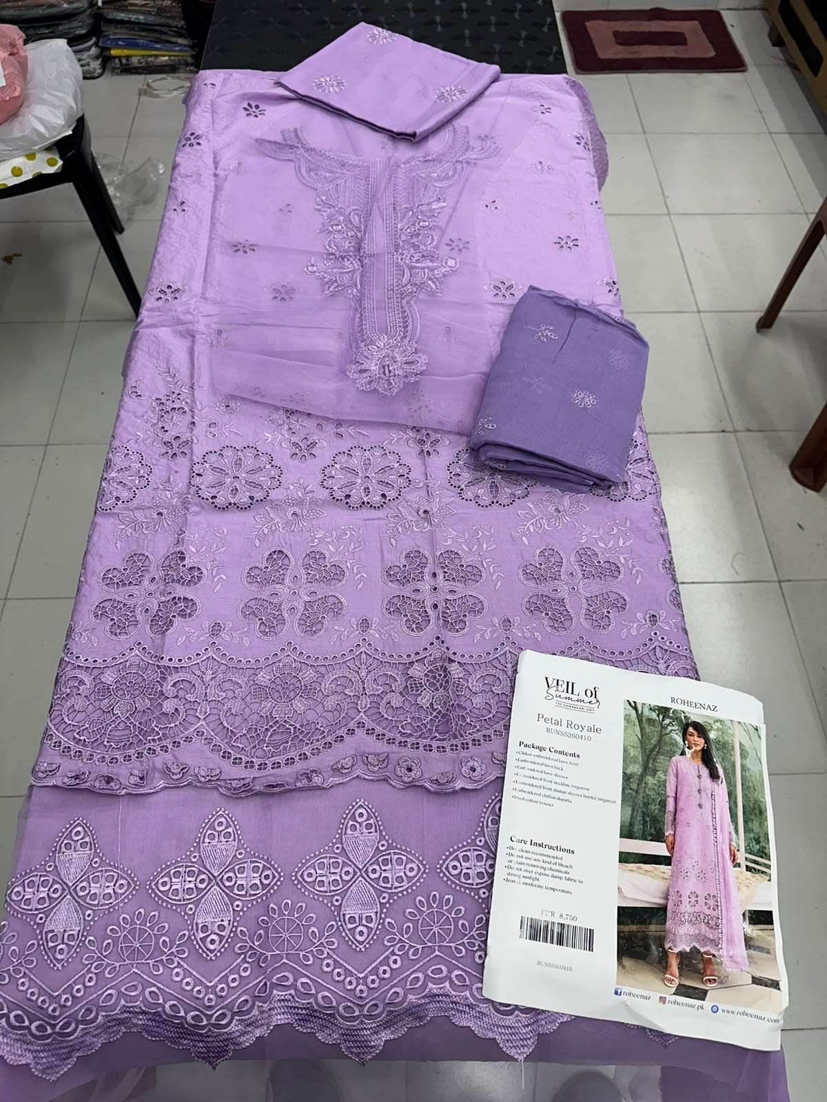 CHIKANKARI LAWN COLLECTION UNSTITCHED CHIKANKARI EMBROIDERED LAWN OPEN PICS BY ROHEENAZ - 02