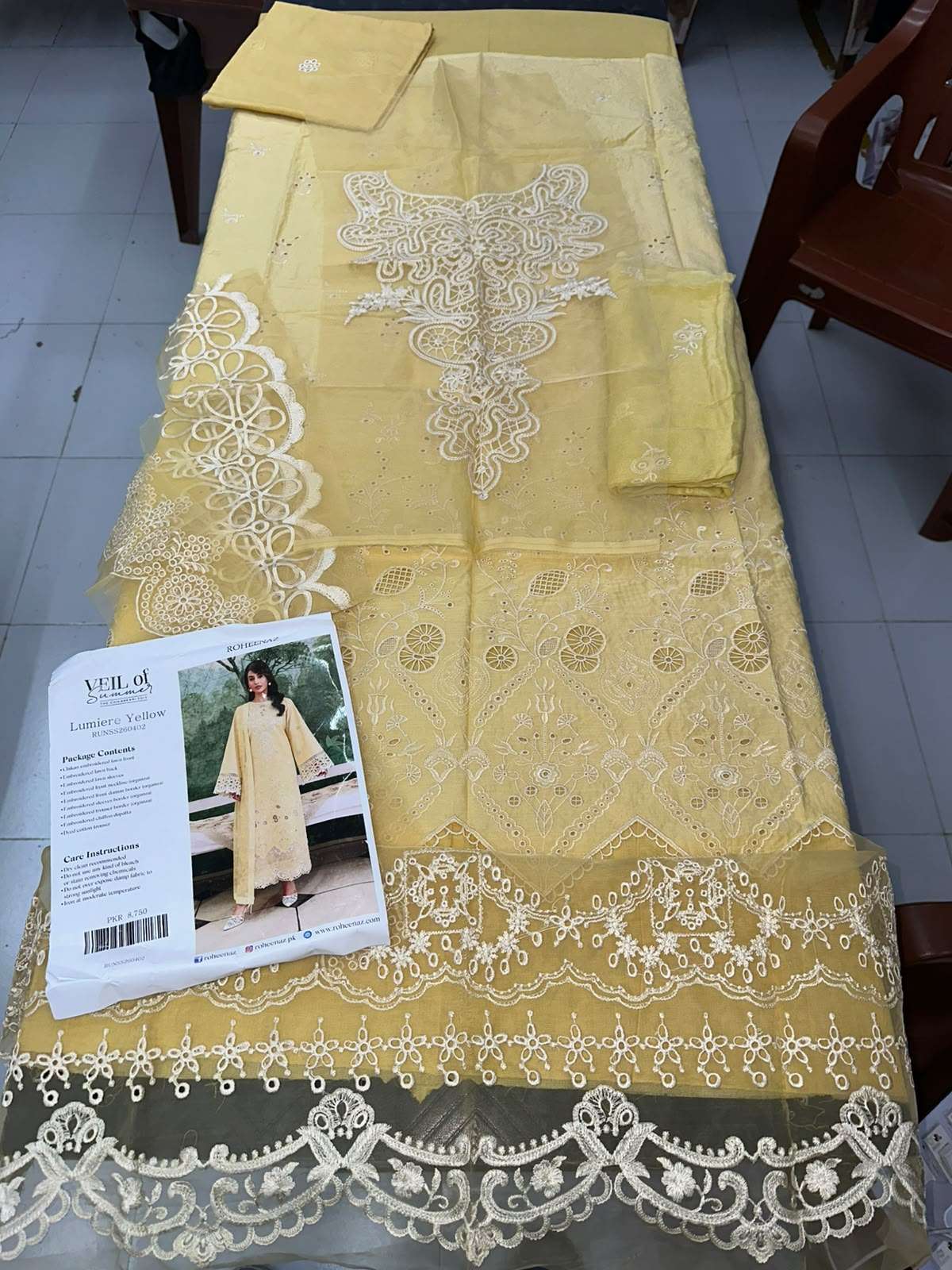 CHIKANKARI LAWN COLLECTION UNSTITCHED CHIKANKARI EMBROIDERED LAWN OPEN PICS BY ROHEENAZ - 08