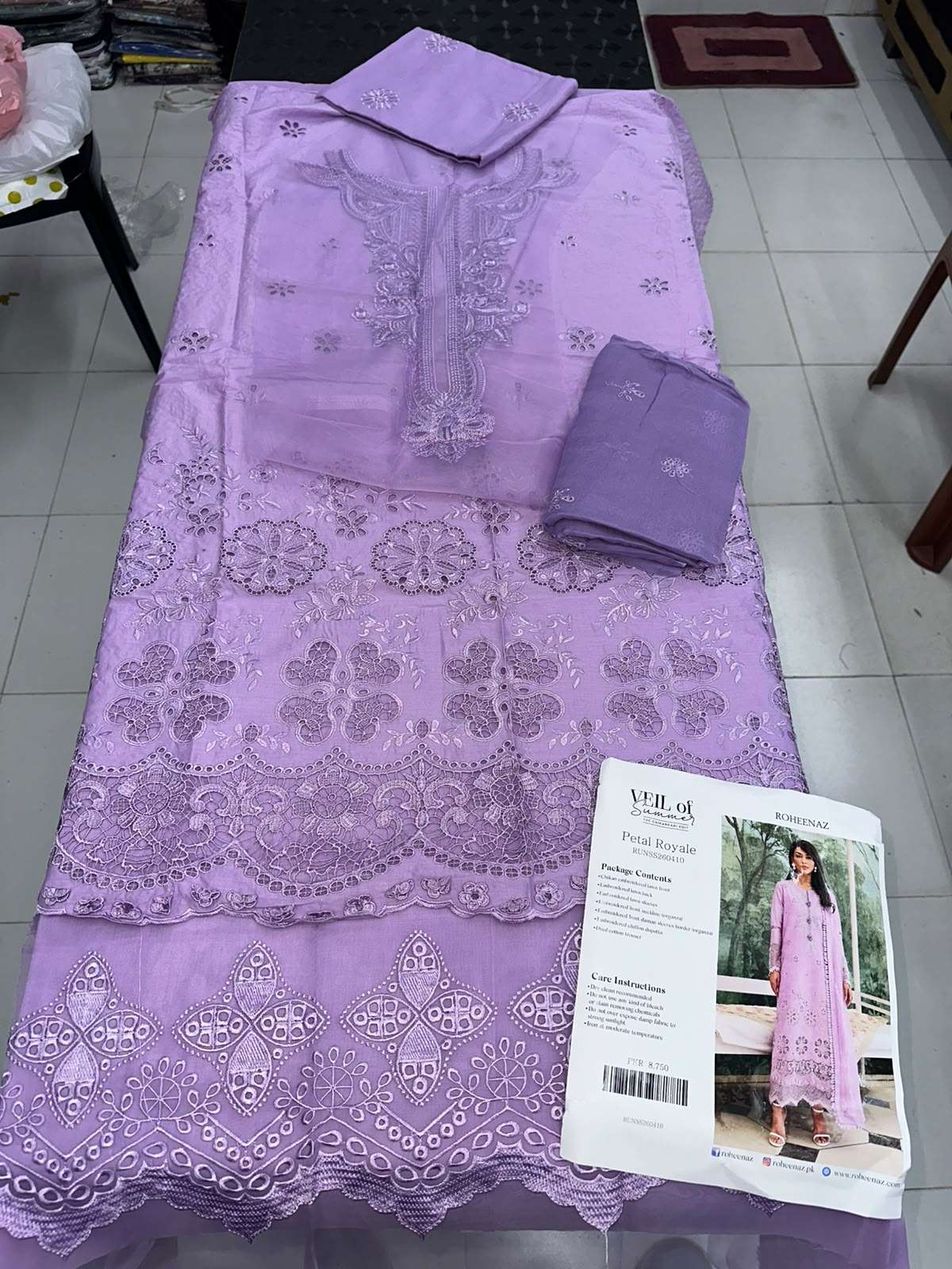 CHIKANKARI LAWN COLLECTION UNSTITCHED CHIKANKARI EMBROIDERED LAWN OPEN PICS BY ROHEENAZ - 11