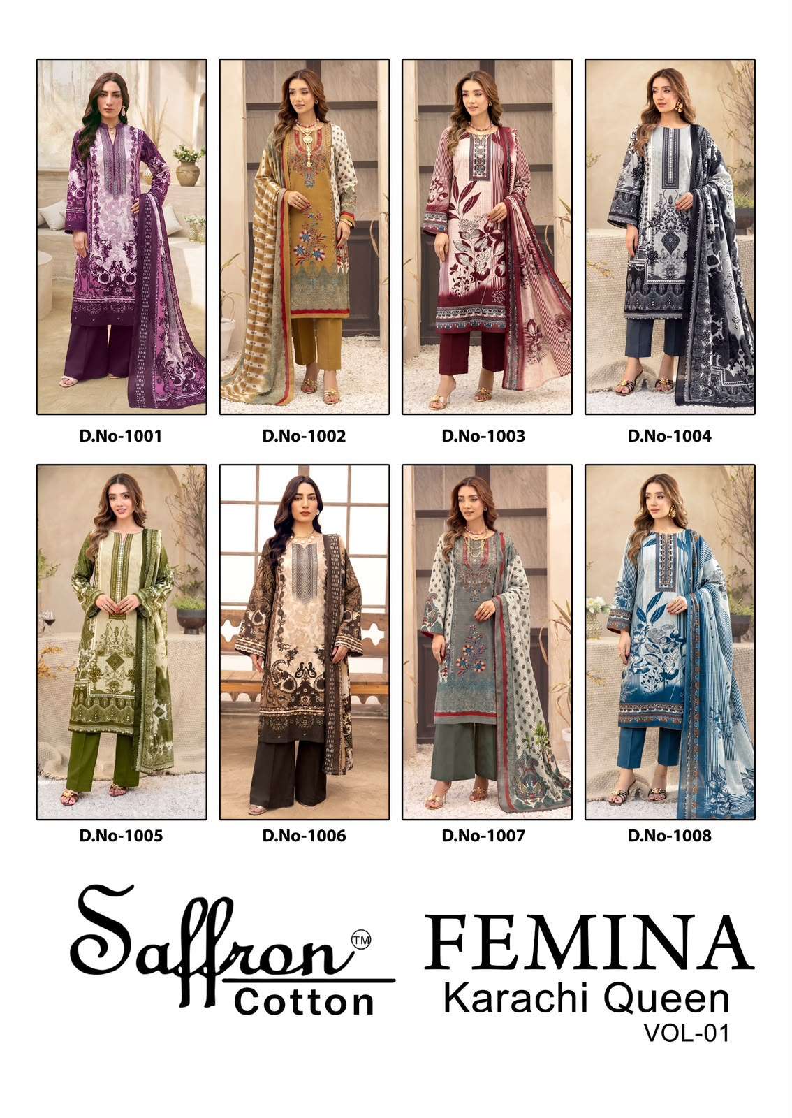 FEMINA KARACHI QUEEN VOL - 01 BY SAFFRON COTTON - 01 - 08