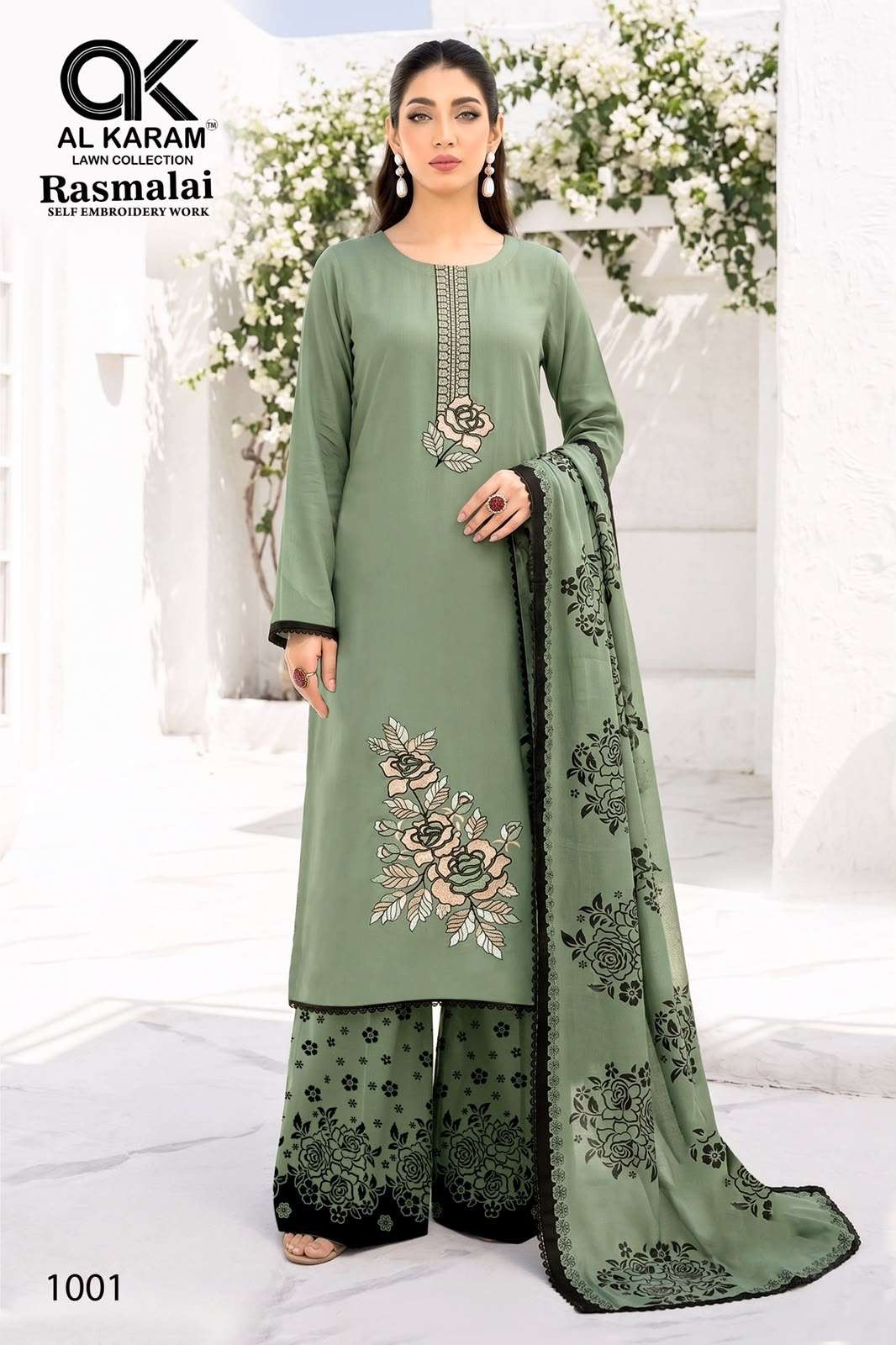 RASMALAI SELF EMBROIDERY WORK BY AL KARAM - 01