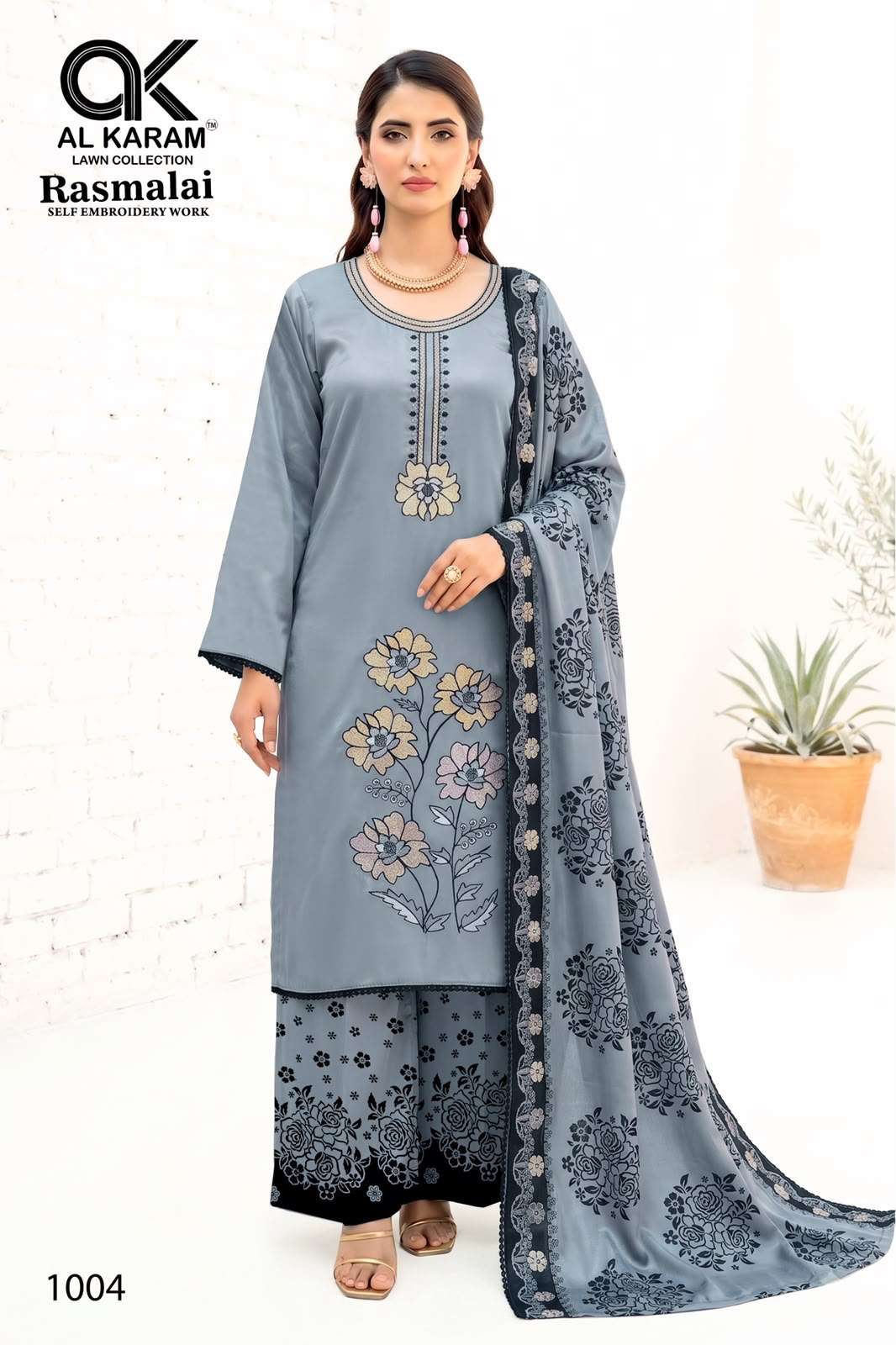 RASMALAI SELF EMBROIDERY WORK BY AL KARAM - 04