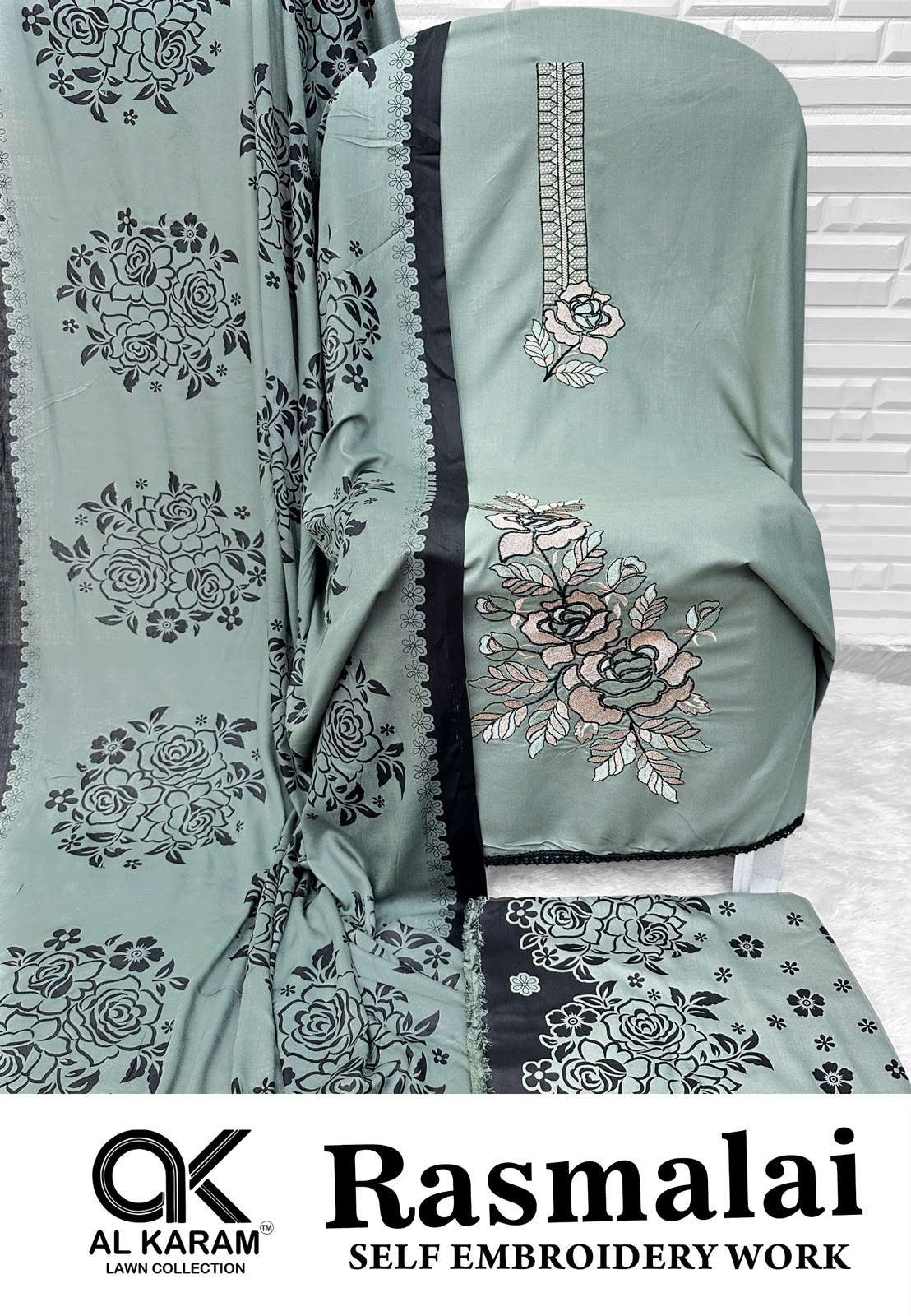 RASMALAI SELF EMBROIDERY WORK BY AL KARAM - 06