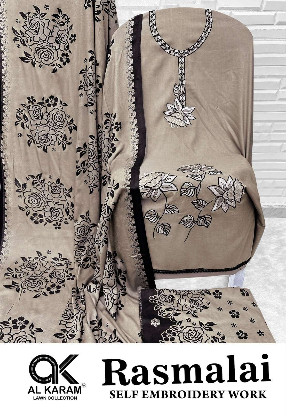 RASMALAI SELF EMBROIDERY WORK BY AL KARAM - 07