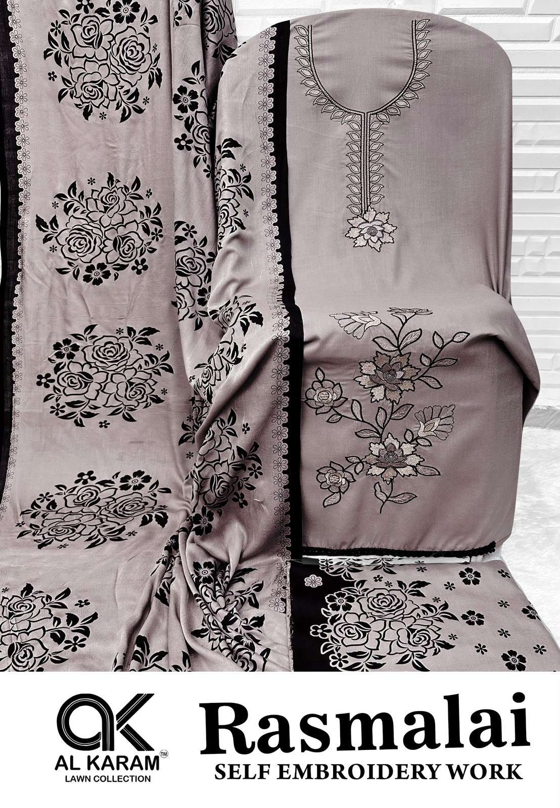 RASMALAI SELF EMBROIDERY WORK BY AL KARAM - 10