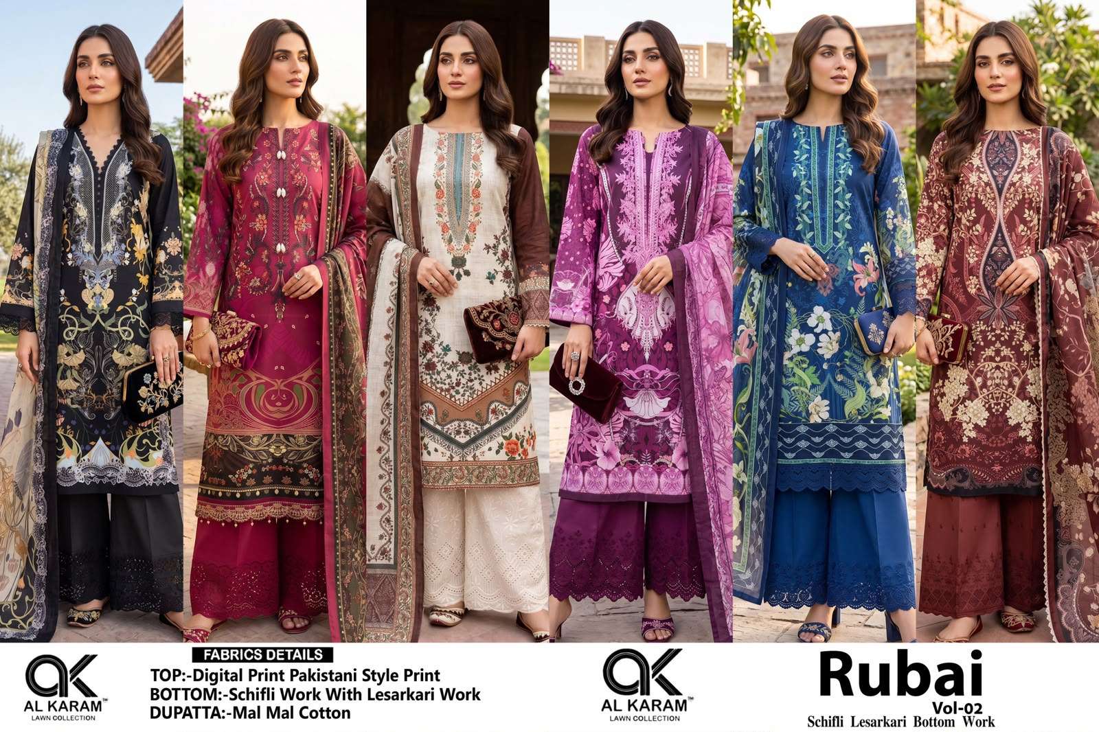 RUBAI VOL - 02 EPLICE BOTTOM BY AL KARAM LAWN COLLECTION - 01 - 06