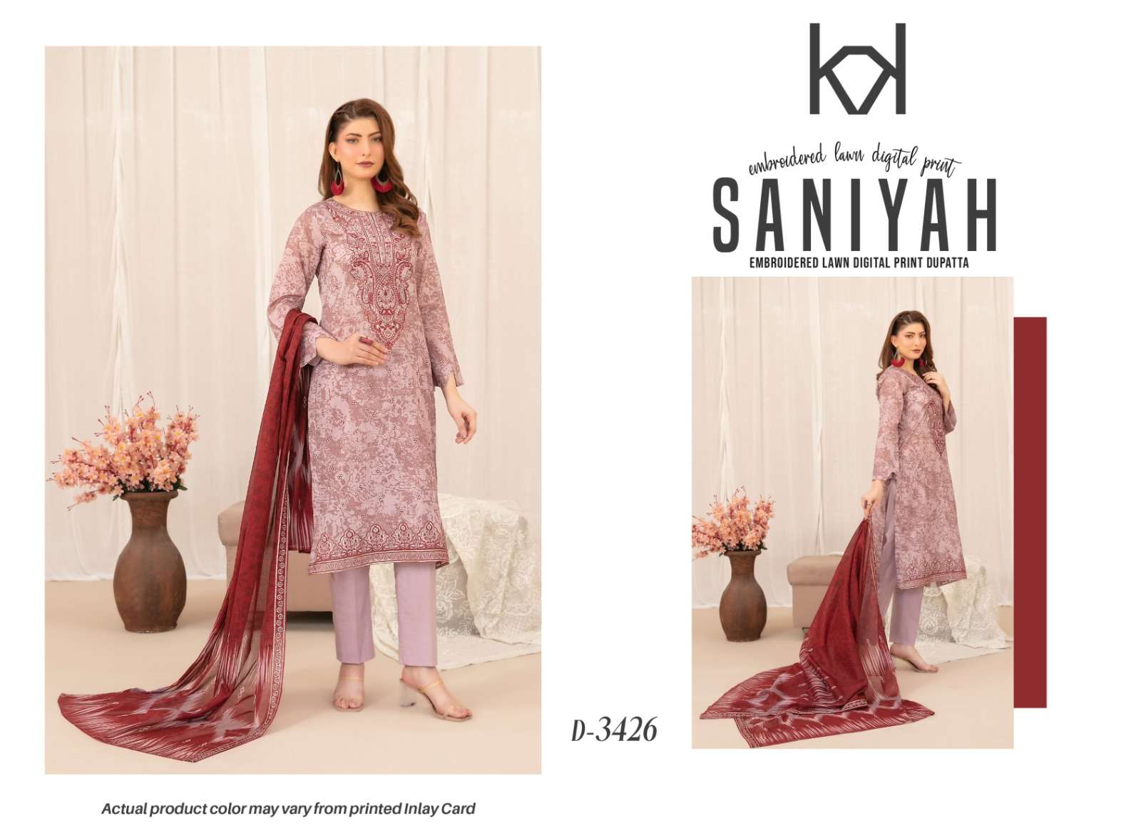 SANIYAH EMBROIDERED DIGITAL PRINTED FANCY LAWN COLLECTION BY SHAHID TAWAKKAL - 06