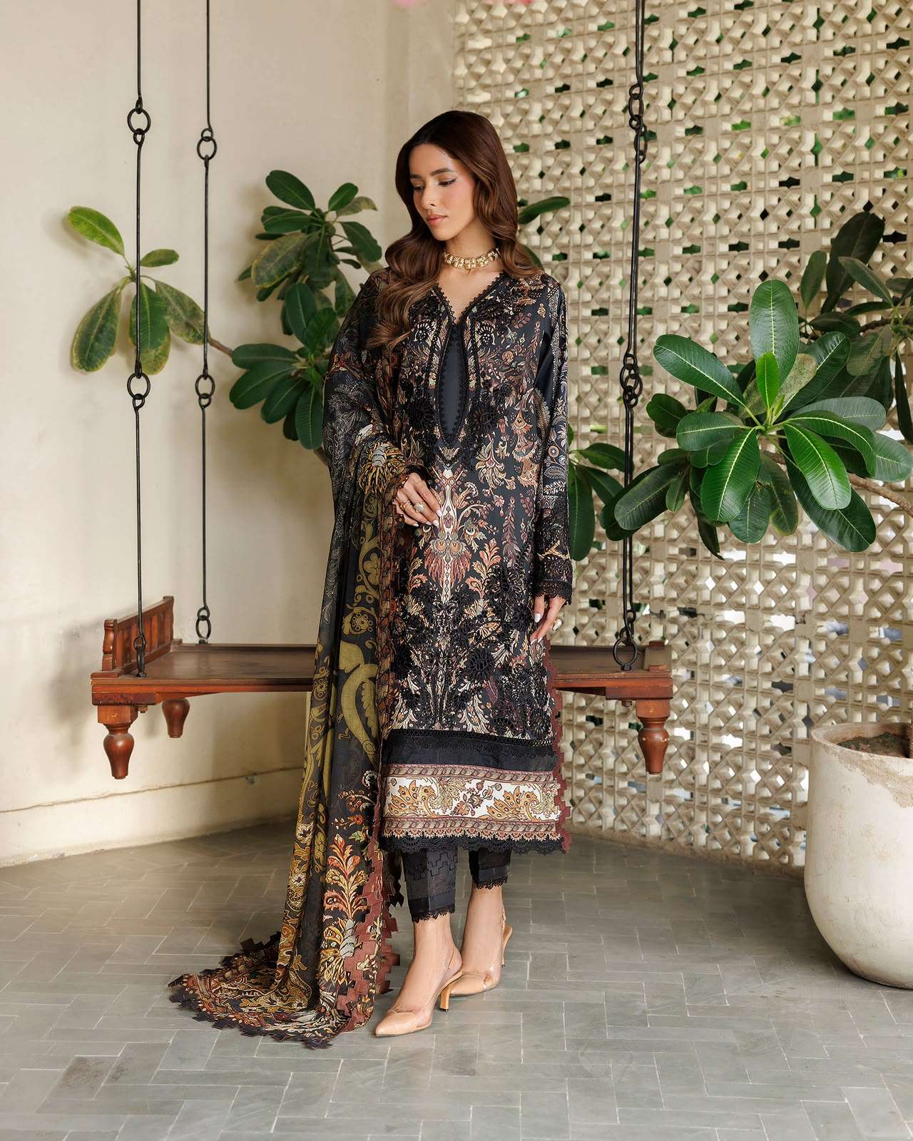 TROPICAL PREMIUM PRINTED EMBROIDERED COTTON SATIN COLLECTION BY JADE - 06