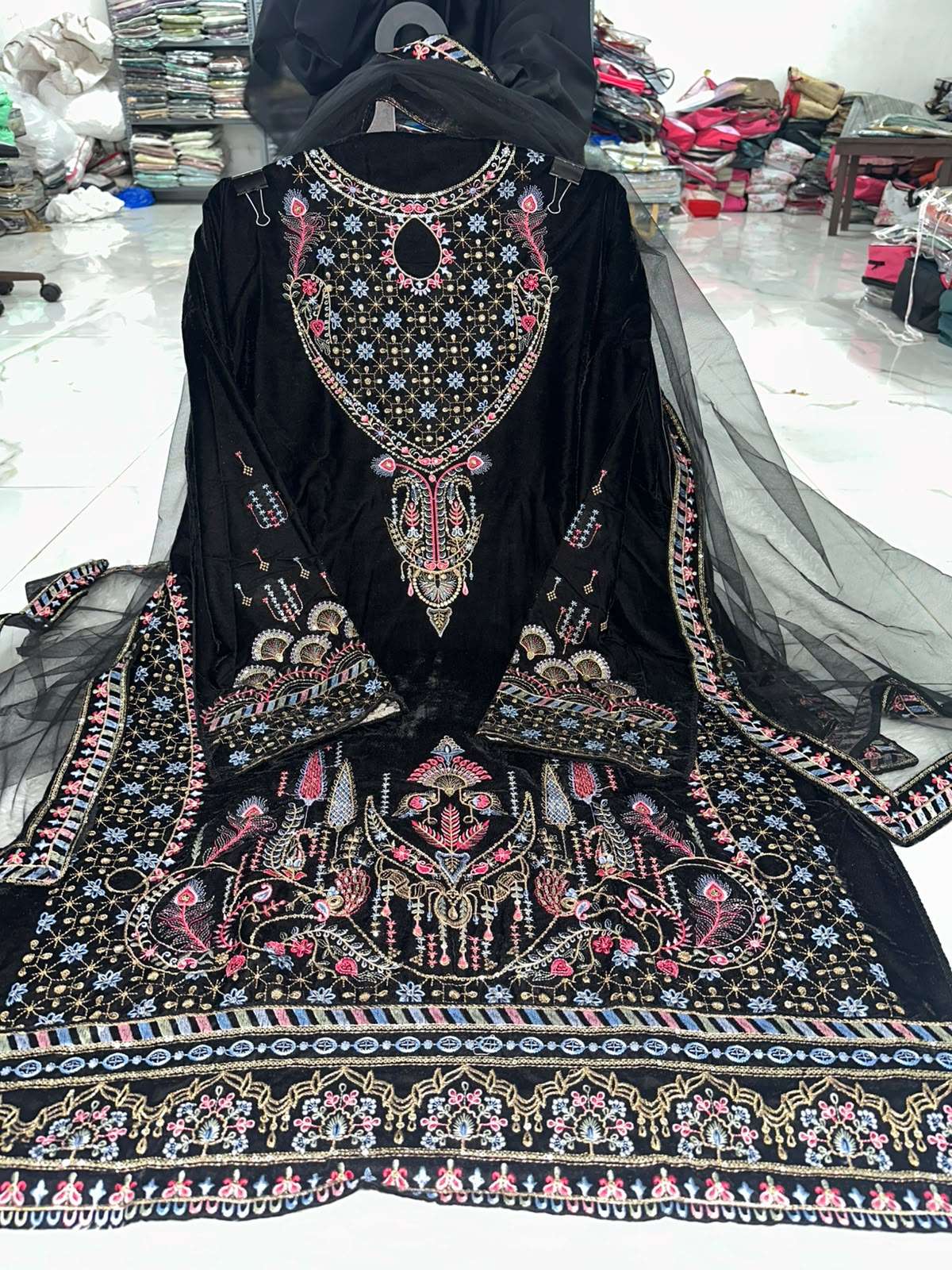 Falah Premium Velvet Collection Code NOP395 By Falah Designer Suits - 01