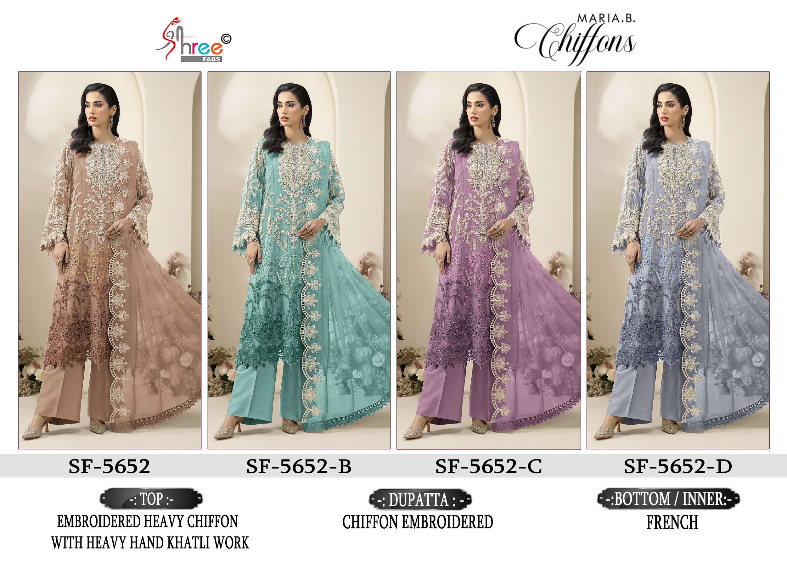 MARIA B CHIFFONS D NO. SF - 5652 BY SHREE FABS - 01 - 04
