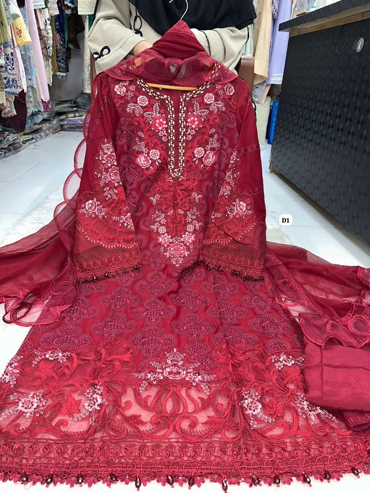 RTW BAHAAR STITCHED PURE CHIFFON COLLECTION DESIGNS OF MARIA B CHIFFON BY ZA - 01