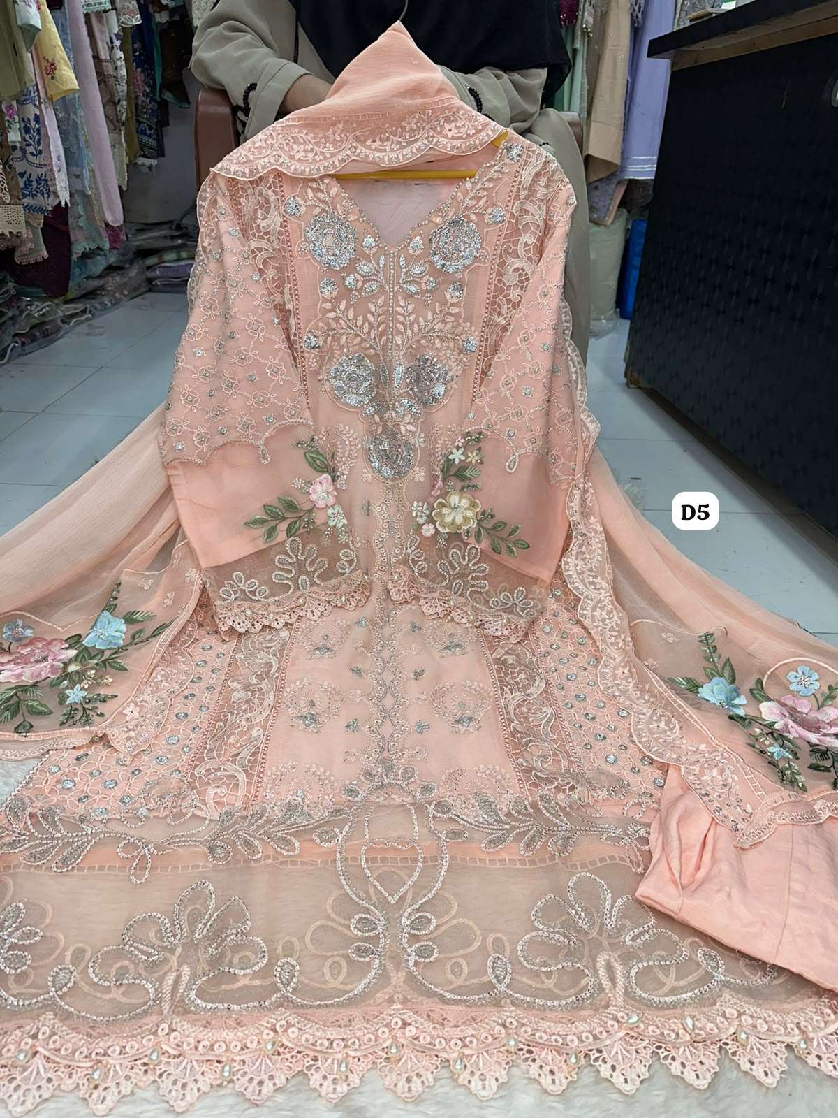 RTW BAHAAR STITCHED PURE CHIFFON COLLECTION DESIGNS OF MARIA B CHIFFON BY ZA - 09