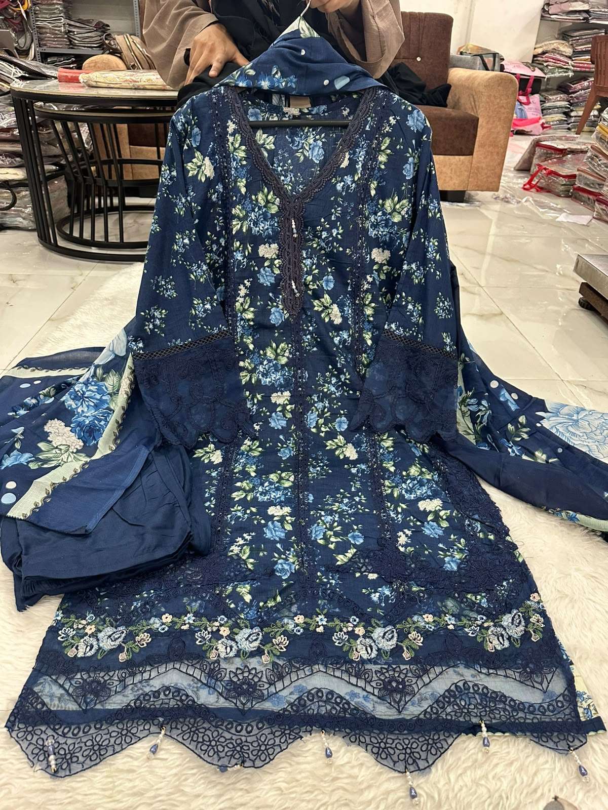 RTW Falah Premium Cotton Collection Designs Of Elaf Chikankari Code - 50227 By Falah Designer Suits - 01 - 08 A