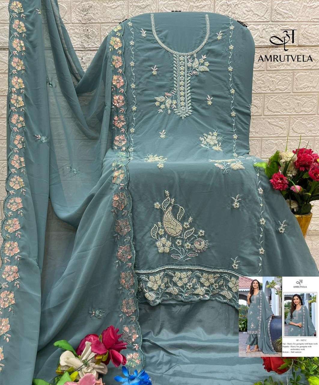 HEAVY FOX GEORGETTE COLLECTION D.NO. - AV -1025 BY AMRUTVELA - 02